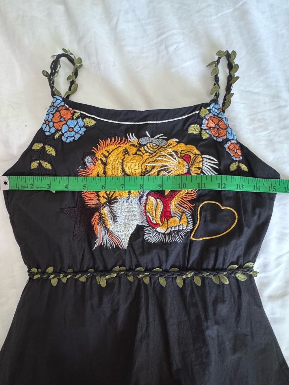 Black Embroidered Midi Dress with Tiger Motif - Picture 16 of 16